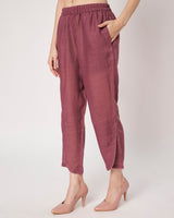 Wine Glow Cotton Linen Kurta Set