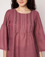 Wine Glow Cotton Linen Kurta Set