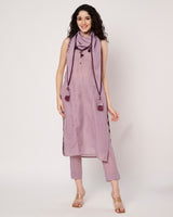 Lilac Dream Cotton Linen Embroidered Kurta Set