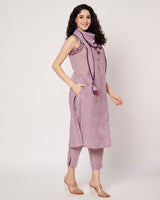 Lilac Dream Cotton Linen Embroidered Kurta Set