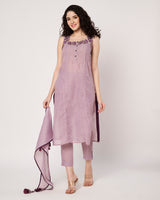 Lilac Dream Cotton Linen Embroidered Kurta Set