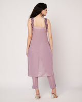Lilac Dream Cotton Linen Embroidered Kurta Set