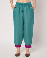 Turquoise Charm Cotton Linen Embroidered Kurta Set