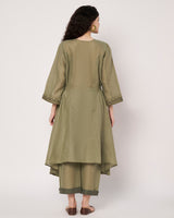 Moss Grace Cotton Linen Embroidered Kurta Set