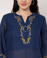 Midnight Bloom Kurta Set with Dupatta and Pants