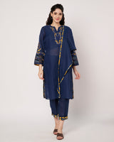 Midnight Bloom Kurta Set with Dupatta and Pants