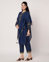 Midnight Bloom Kurta Set with Dupatta and Pants