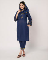 Midnight Bloom Kurta Set with Dupatta and Pants