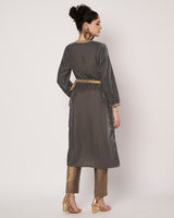 Smoky Charm Wrap Kurta Set