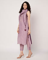 Lilac Dream Cotton Linen Embroidered Kurta Set