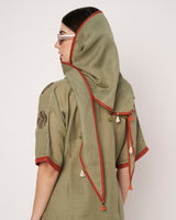 Olive Breeze Embroidered Linen Kurta Set