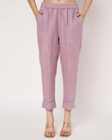 Lavender Grace Embroidered Linen Cotton Kurta Set