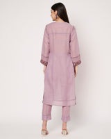 Lavender Grace Embroidered Linen Cotton Kurta Set