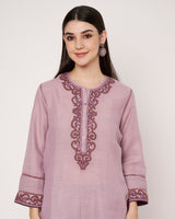 Lavender Grace Embroidered Linen Cotton Kurta Set