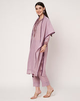 Lavender Grace Embroidered Linen Cotton Kurta Set