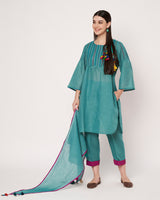 Teal Charm Embroidered Kurta Set