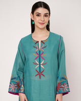 Ocean Bloom Embroidered Kurta Set