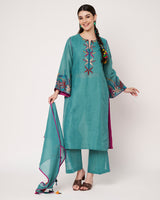 Ocean Bloom Embroidered Kurta Set