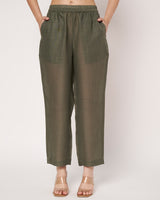 Golden Olive Green Jacket Kurta Set