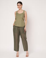 Golden Olive Green Jacket Kurta Set