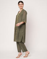 Golden Olive Green Jacket Kurta Set