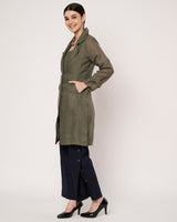 Olive Green Trench Coat with Inner