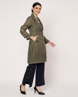Olive Green Trench Coat with Inner