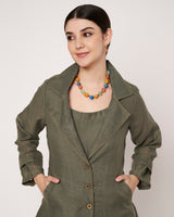 Olive Green Trench Coat with Inner