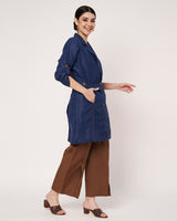 Indigo Blue Trench Coat with Inner