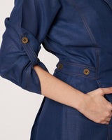 Indigo Blue Trench Coat with Inner