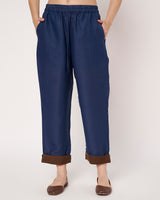 Navy Blue Embroidered Long Kurta with Matching Pants