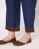 Navy Blue Embroidered Long Kurta with Matching Pants