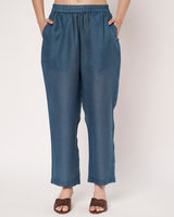 Embroidered Blue Wrap Kurta Set