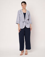 Striped Overlay Jacket with Navy Co-ord Set