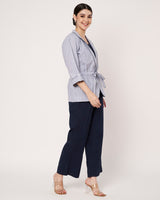 Striped Overlay Jacket with Navy Co-ord Set