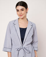 Striped Overlay Jacket with Navy Co-ord Set