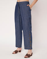 Denim-Style & print Kurta with Pants