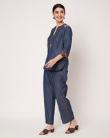 Denim-Style & print Kurta with Pants