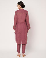 Dark Mauve Embroidered Kurta Set