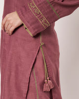 Dark Mauve Embroidered Kurta Set