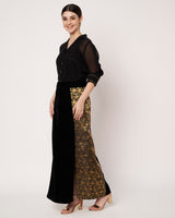 Black Sheer Shirt with Embellished Skirt