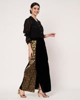 Black Sheer Shirt with Embellished Skirt