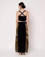 Black Crop Top with Embellished Skirt