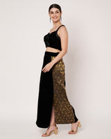 Black Crop Top with Embellished Skirt