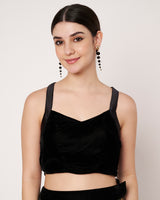 Black Crop Top with Embellished Skirt