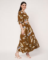 Printed Crop Top & Skirt Set