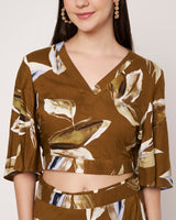 Printed Crop Top & Skirt Set