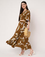 Printed Crop Top & Skirt Set