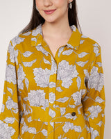 Mustard Floral Shirt Dress