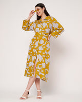 Mustard Floral Shirt Dress